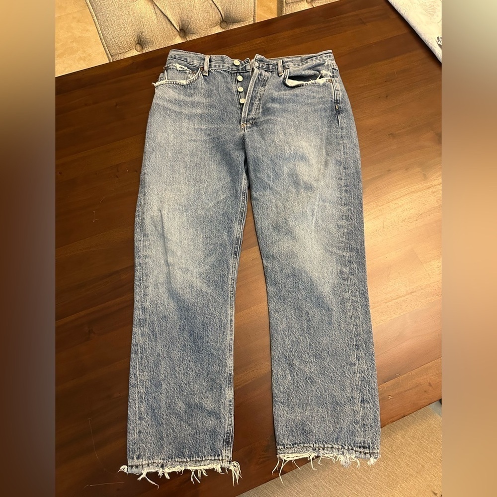 AGOLDE Riley High Rise Straight Crop Jeans in Frequency (J4) - Picture 5 of 11